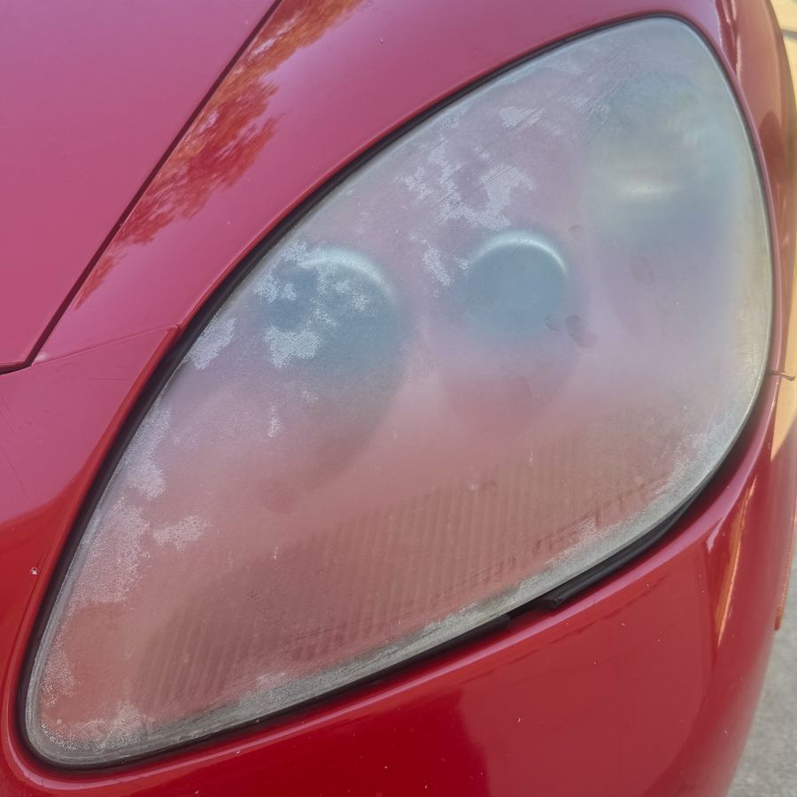 Chevrolet Corvette headlight before restoration — Stay Bright OKC